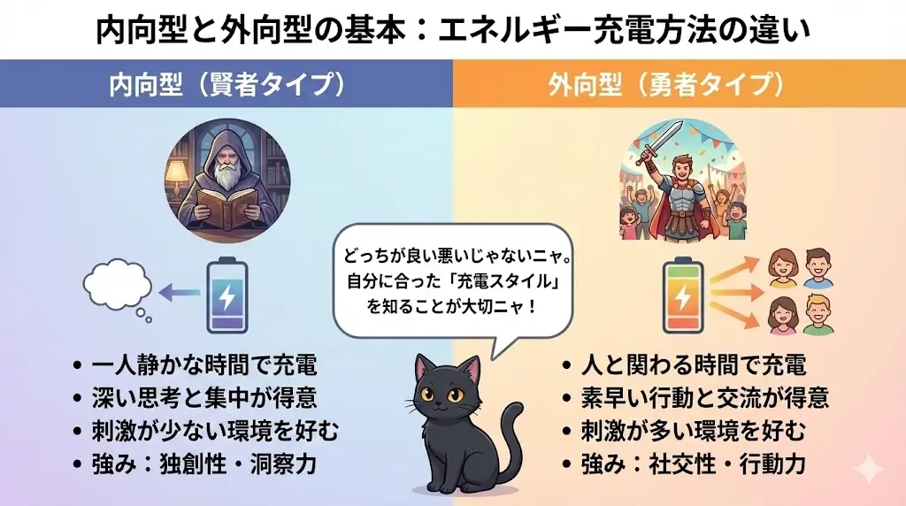 内向型と外向型の基本的な違い