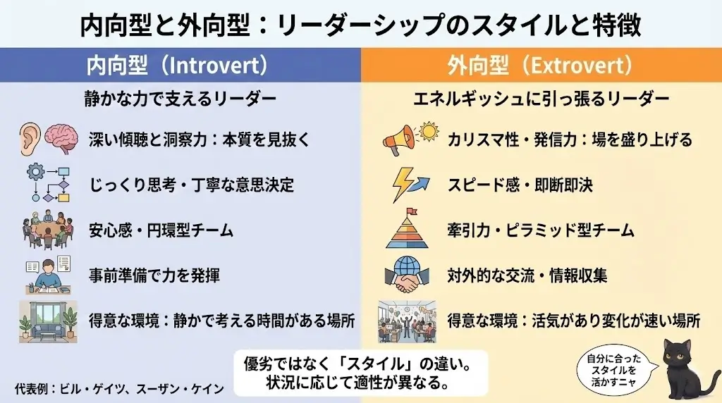 内向型と外向型のリーダーシップの違い