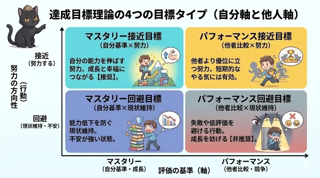 達成目標理論（Achievement Goal Theory）に基づく4つの目標タイプ